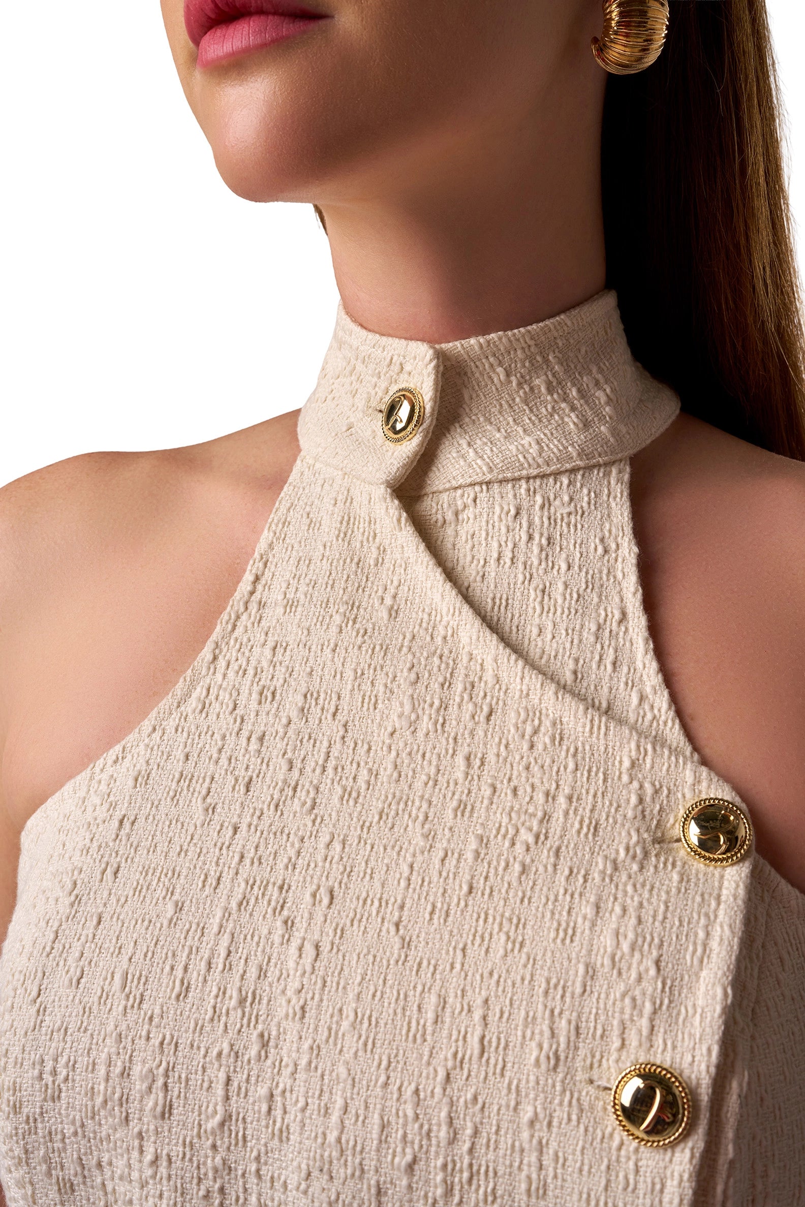 High Neck Buttoned Top