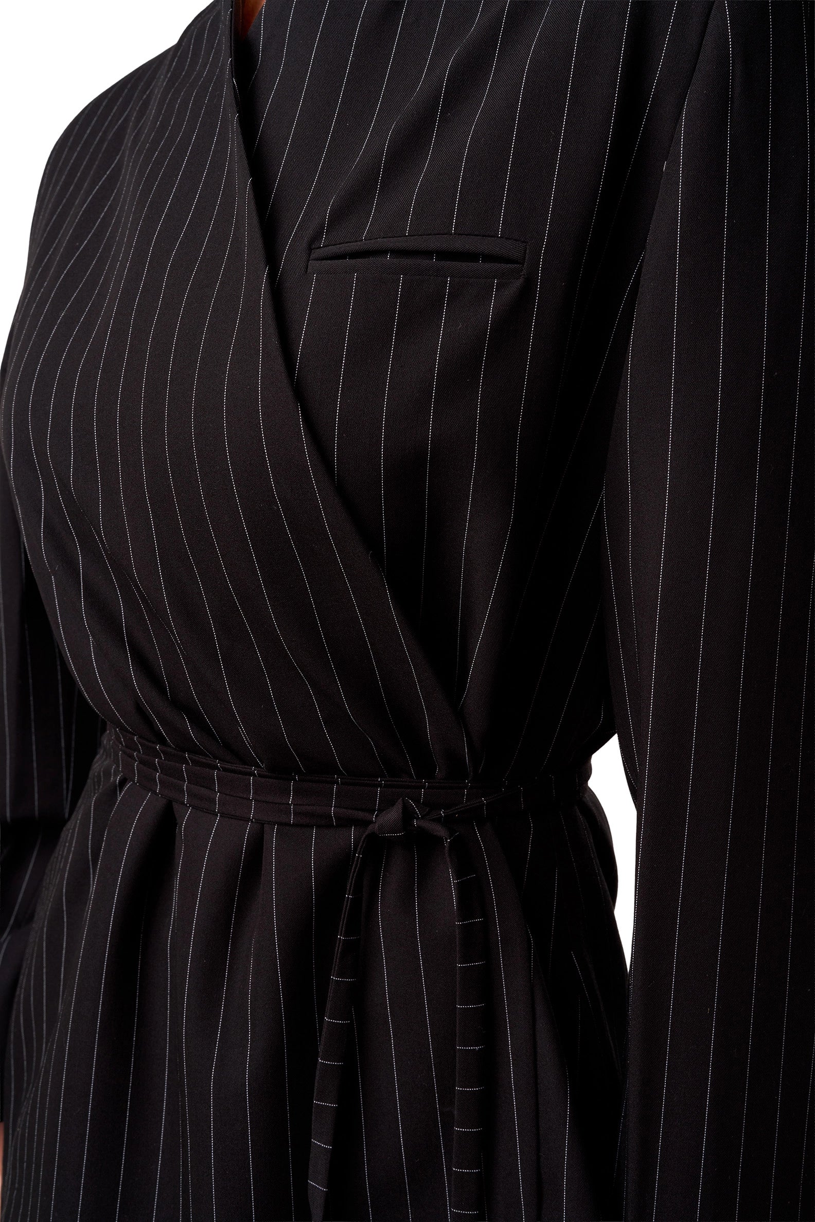 Pinstripe Belted Blazer